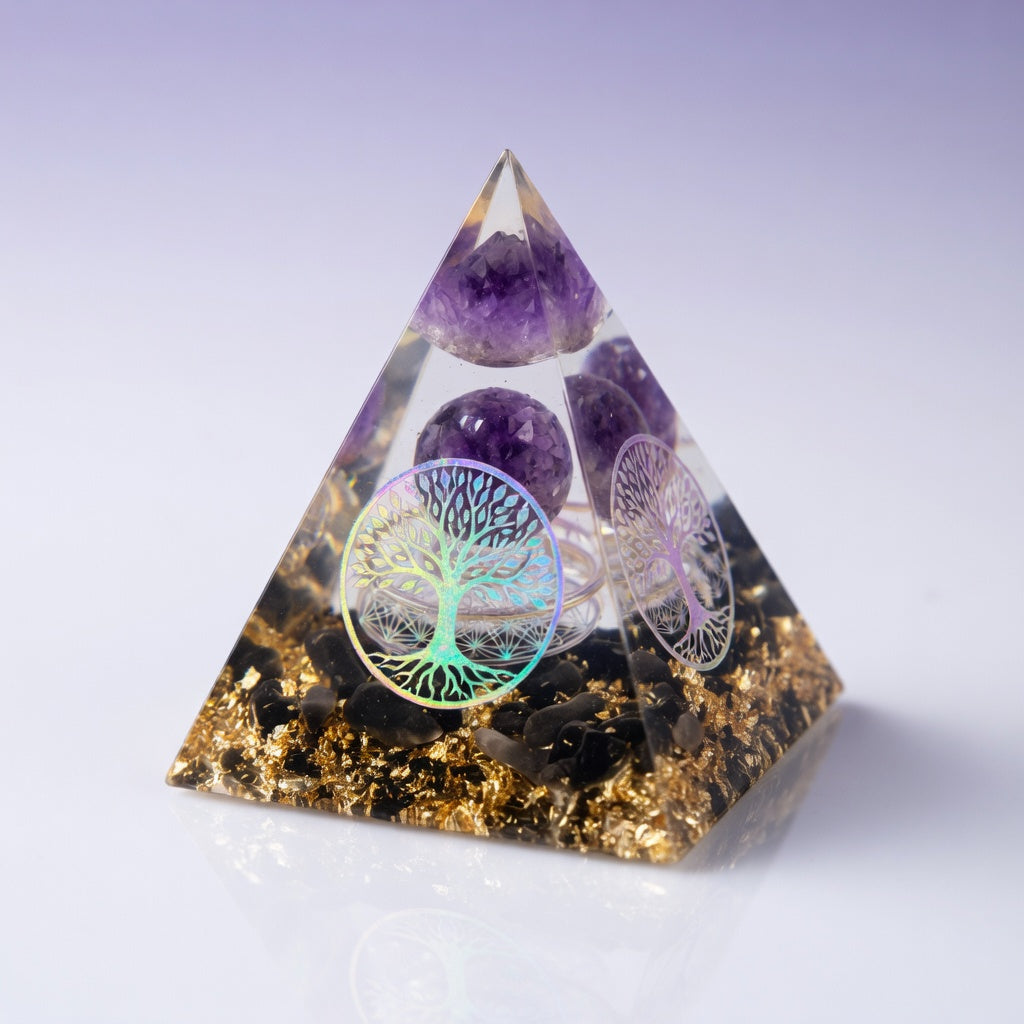 Amethyst Orgonite Pyramid for Energy Healing