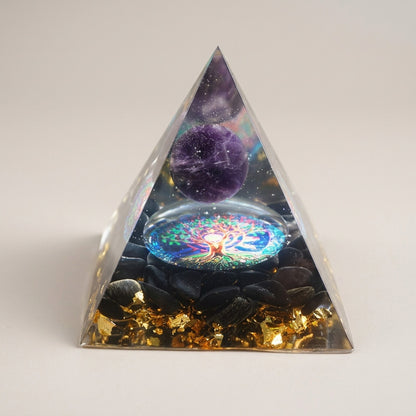 Amethyst Orgonite Pyramid for Energy Healing
