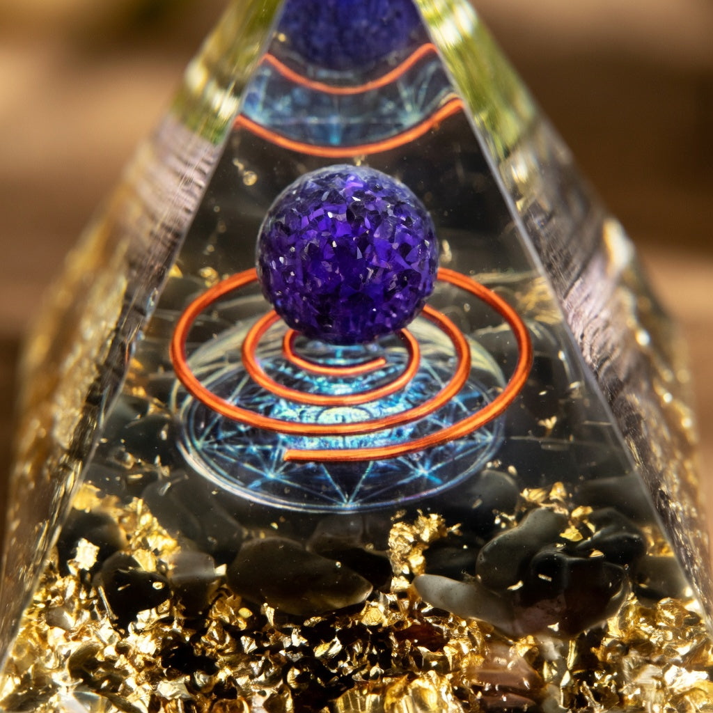 Amethyst Orgonite Pyramid for Energy Healing